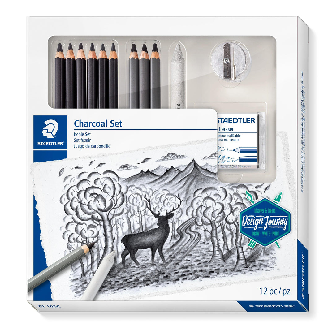 Mars® Lumograph® charcoal 100C Kohlestift Kartonetui Set „Kohlezeichnen“