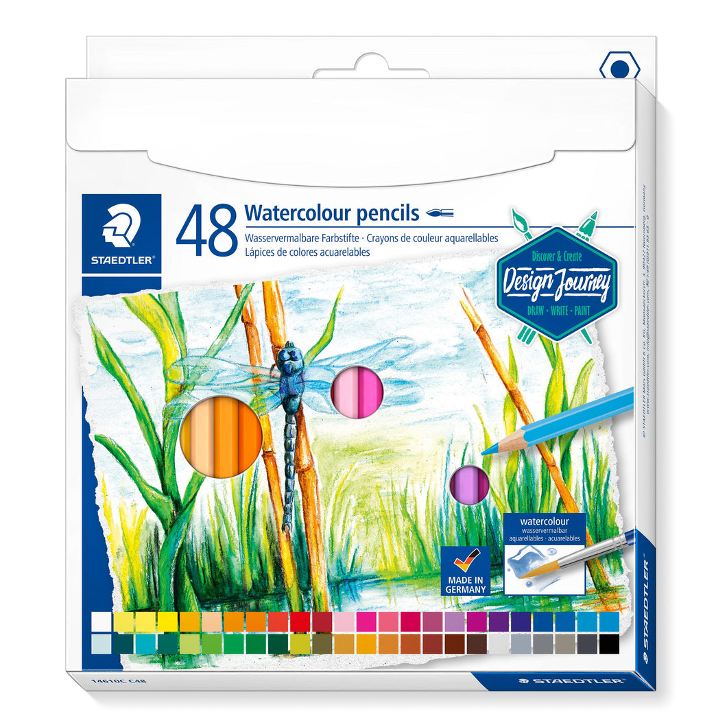 STAEDTLER® 146 10C Wasservermalbarer Farbstift Kartonetui mit 48 Aquarellstiften in sortierten Farben